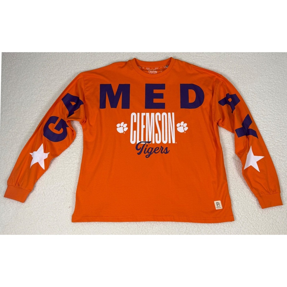 Pressbox Clemson Tigers Orange Gameday Long Sleeve Graphic Tee Shirt OS NEW